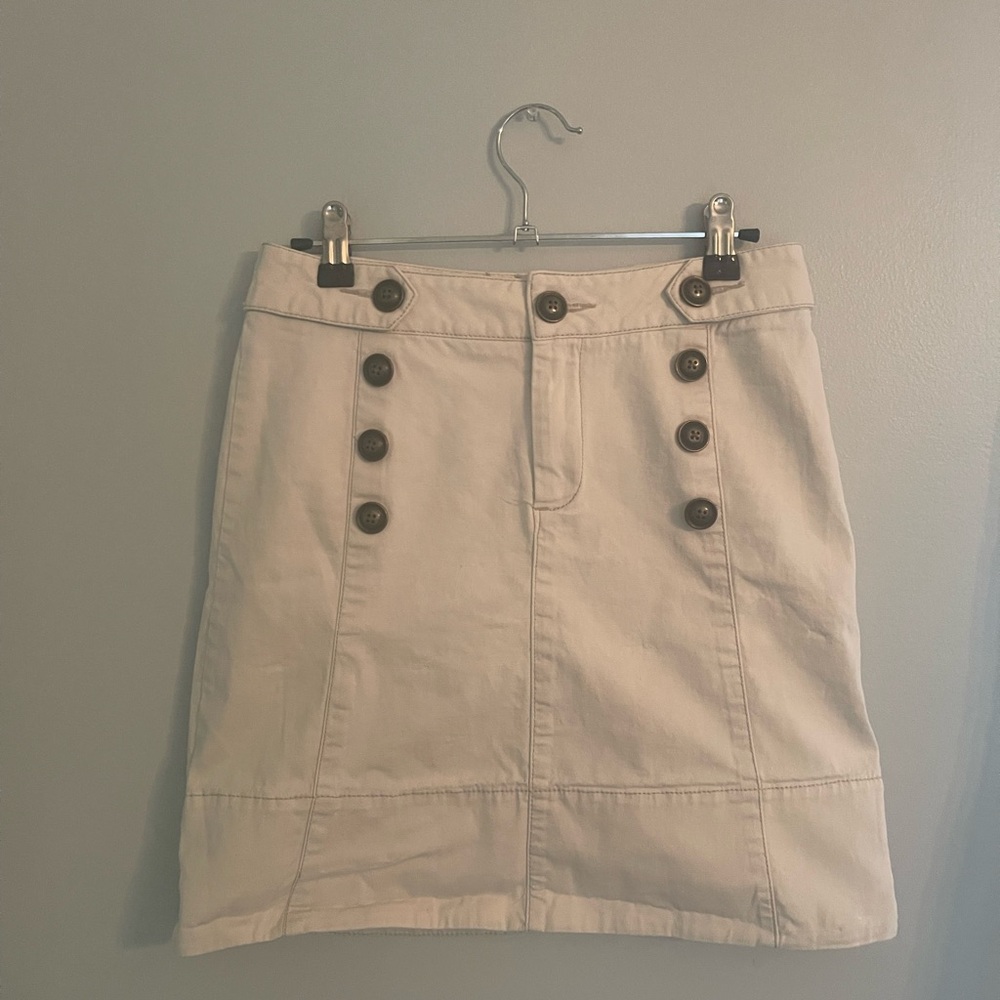 Anthropologie Idra Cotton Buttoned Mini Skirt Ivory Size 2